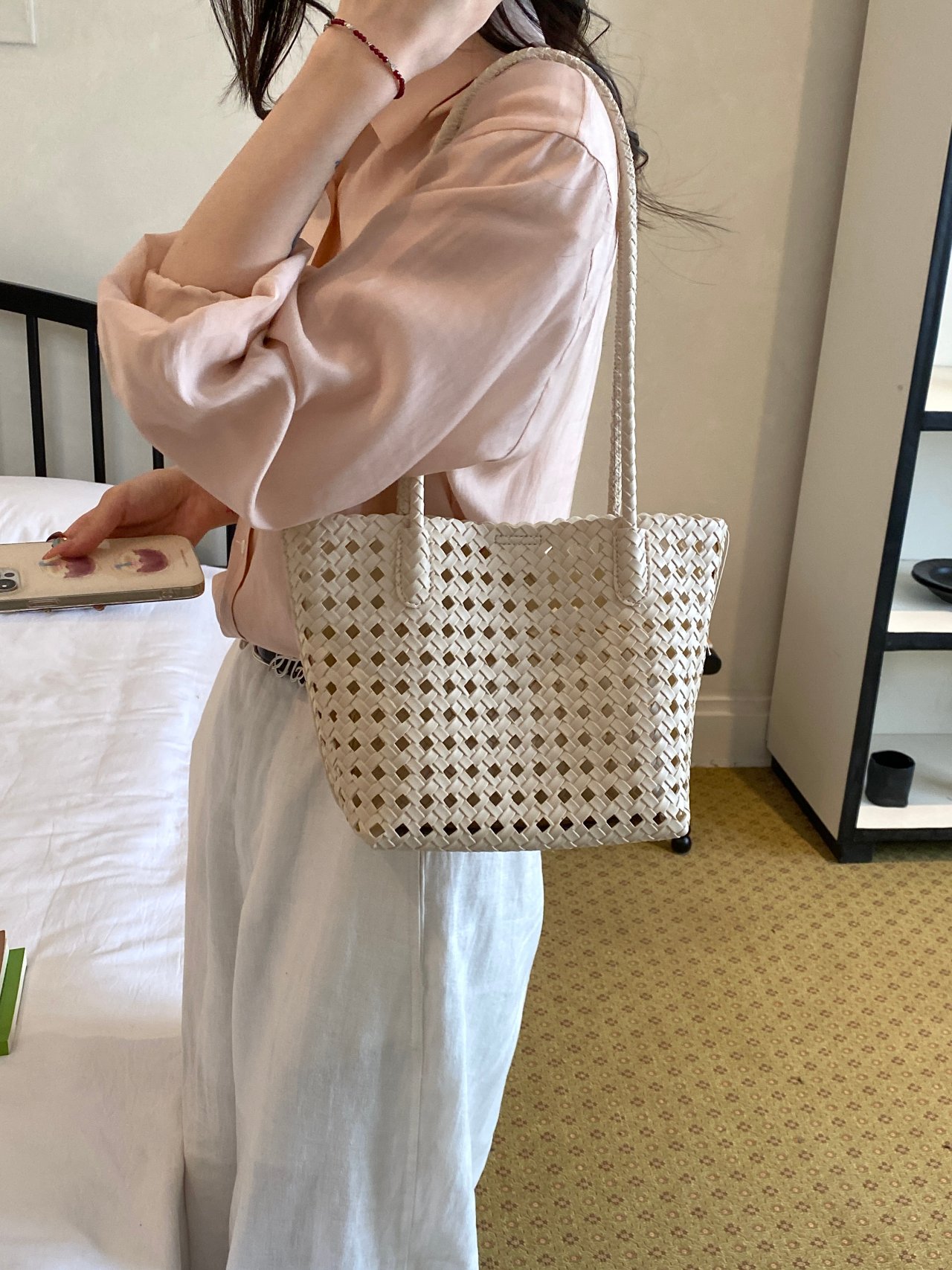 Woven Textured Shoulder Bag