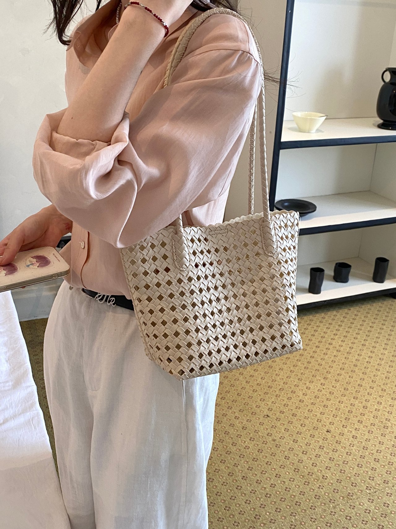 Woven Textured Shoulder Bag