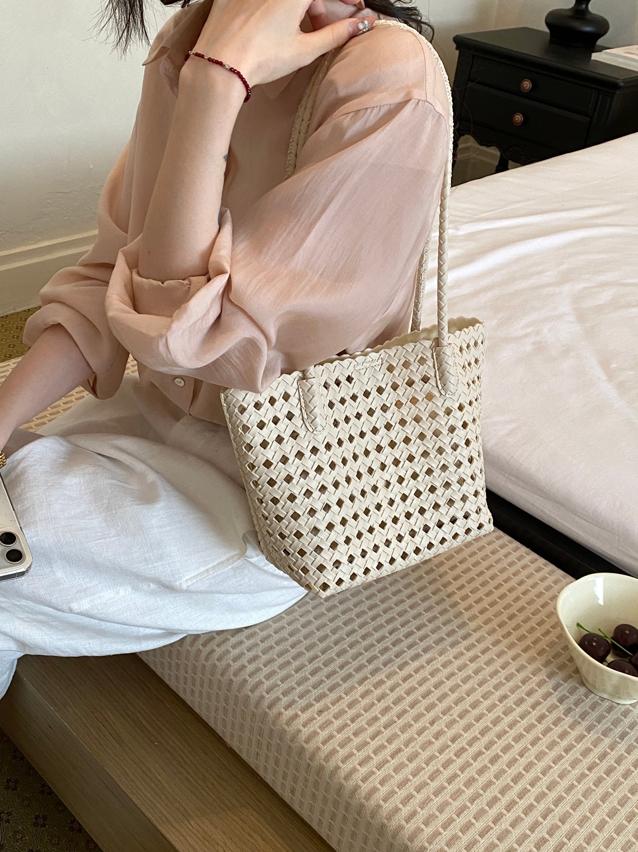 Woven Textured Shoulder Bag