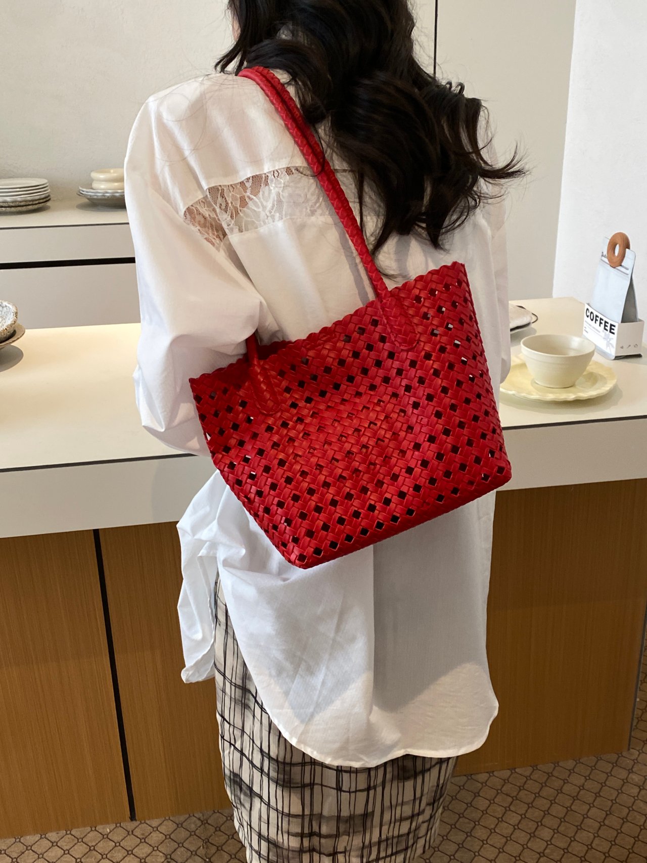 Woven Textured Shoulder Bag