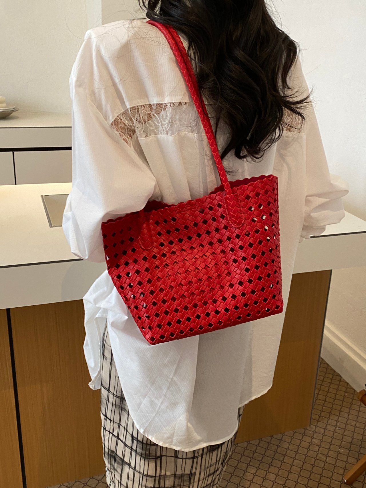 Woven Textured Shoulder Bag