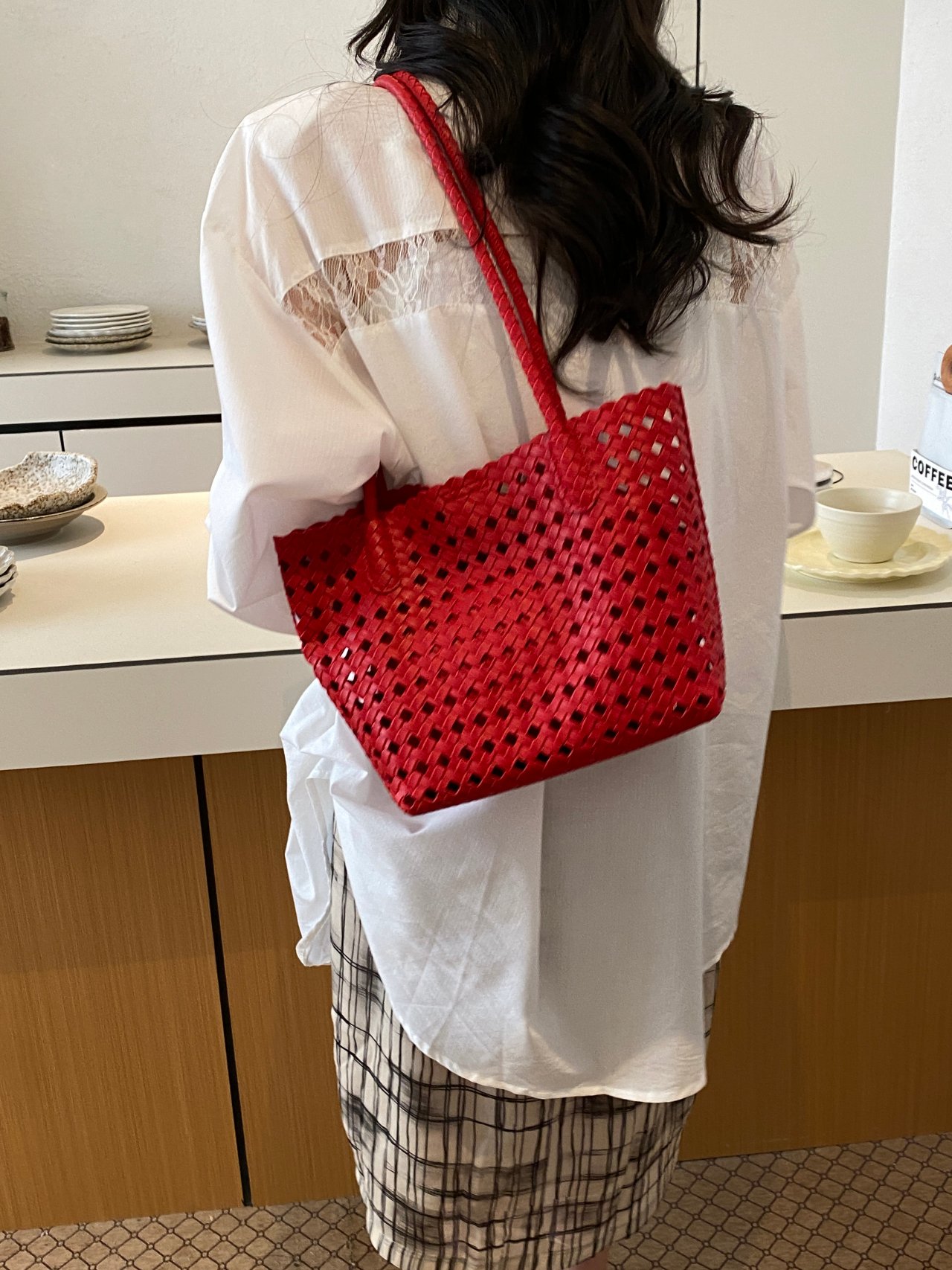 Woven Textured Shoulder Bag