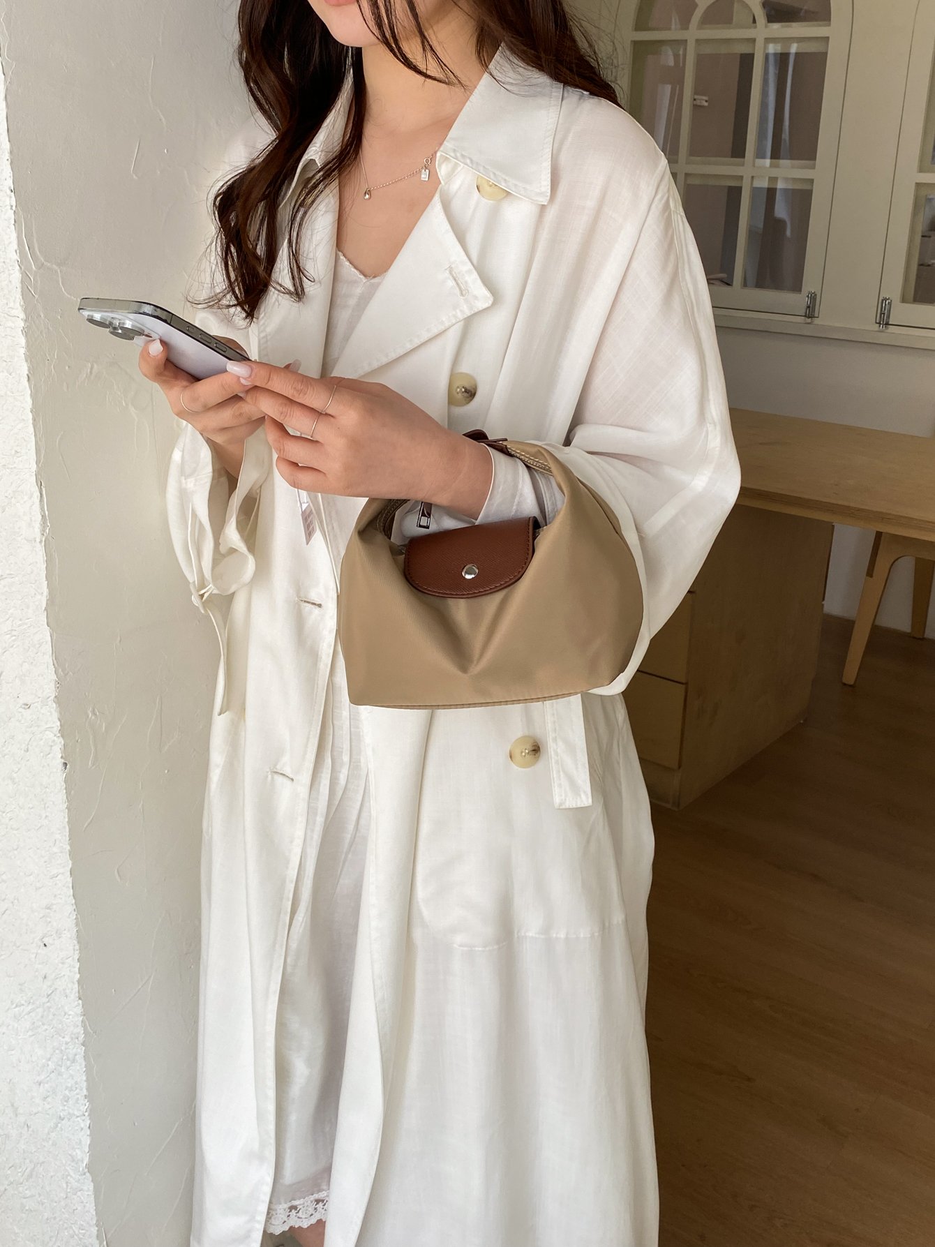 Khaki Plain Handbag