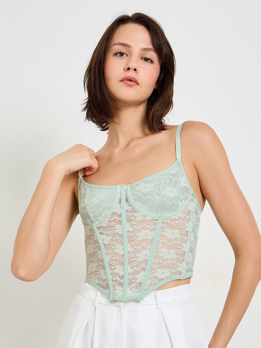 Mint Green Lace Corset Top