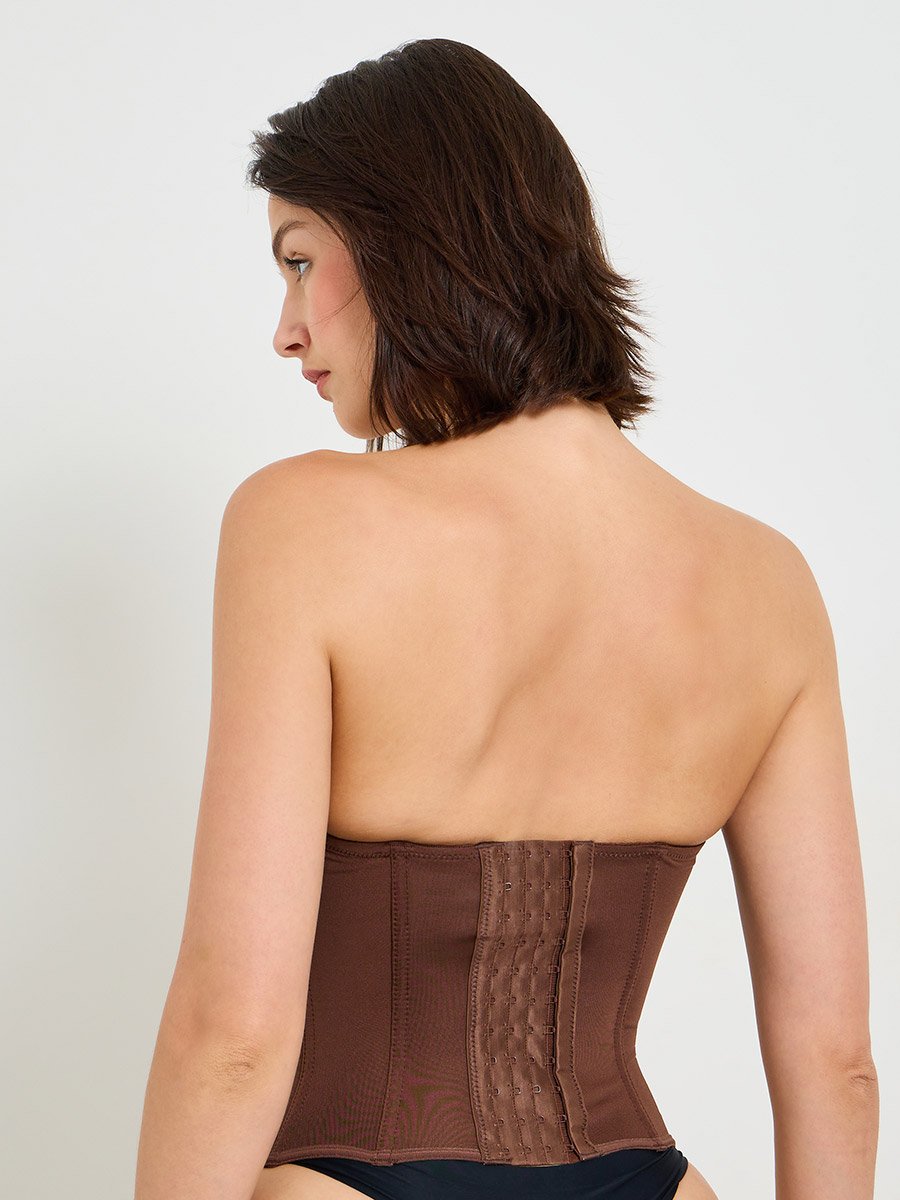 Coffee Brown Strapless Corset Top