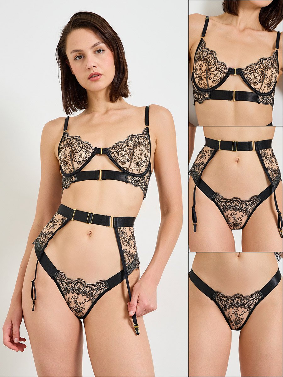 Coffee Brown Bralette and Short Lingerie Set