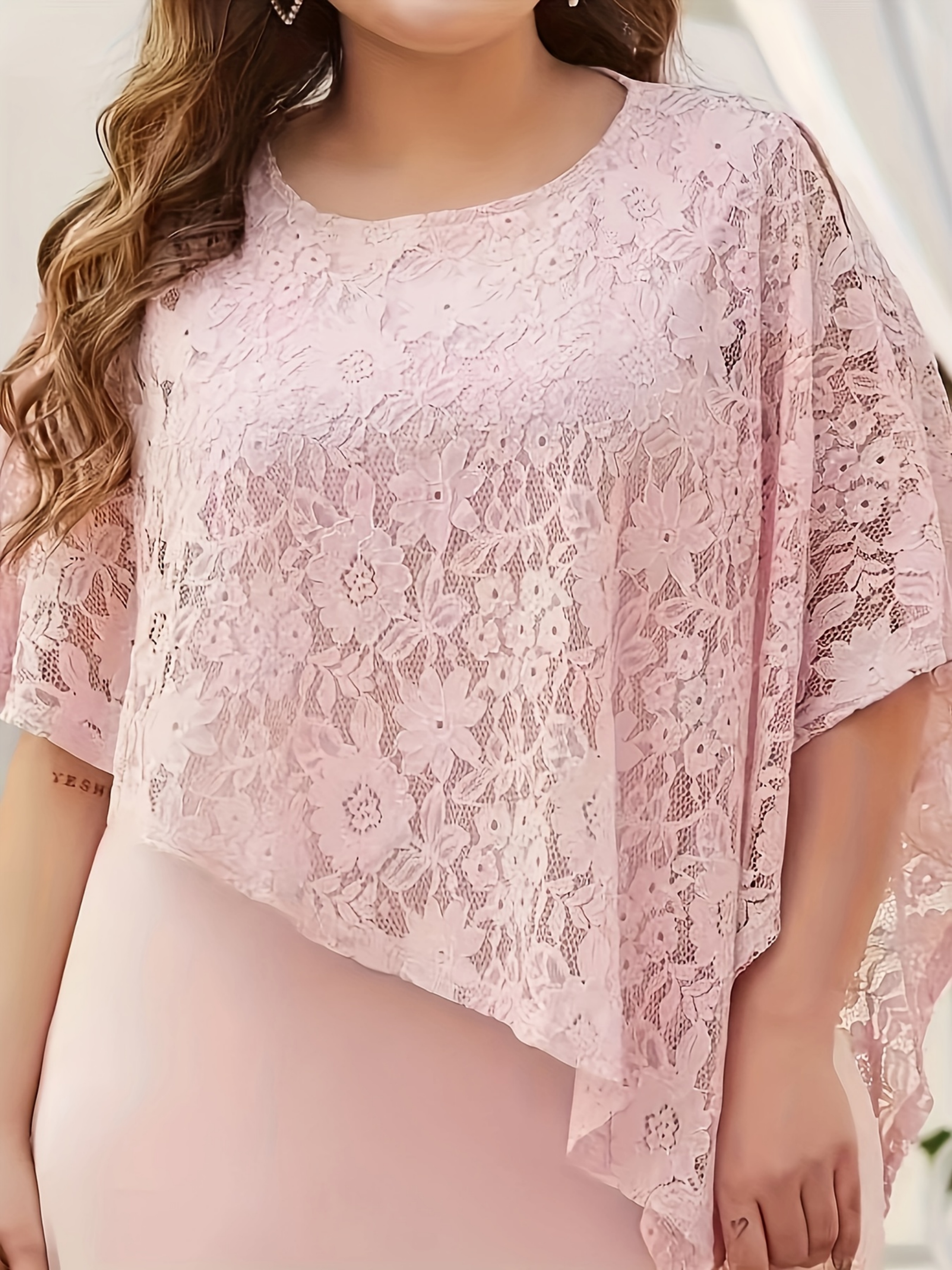 Light Pink Lace Overlay Maxi Dress