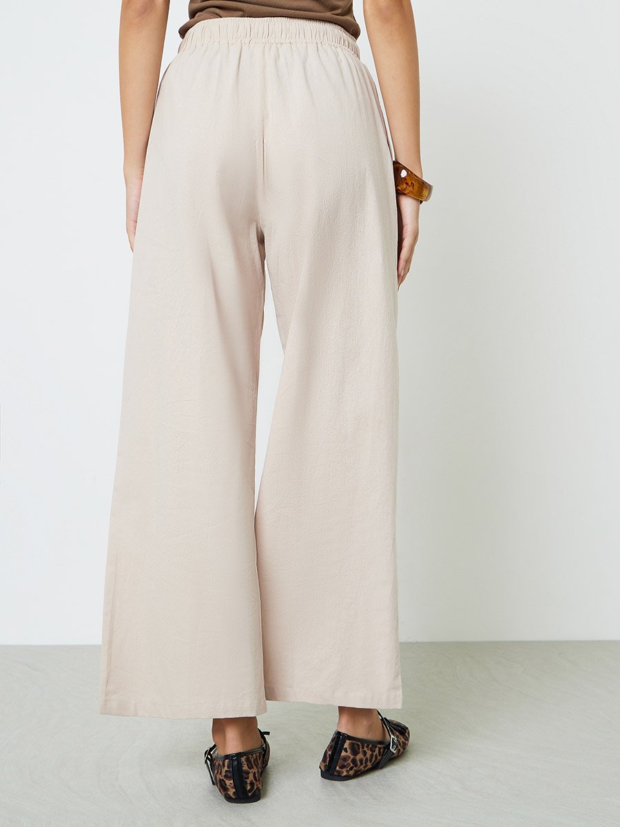 Beige Wide Leg Pants