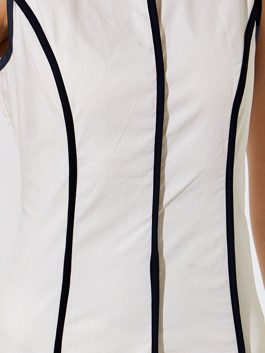 Beige Sleeveless A-Line Midi Dress