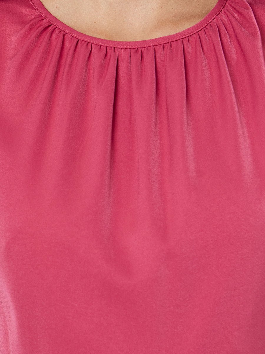 Red Plain Midi A-Line Dress with Short Sleeves