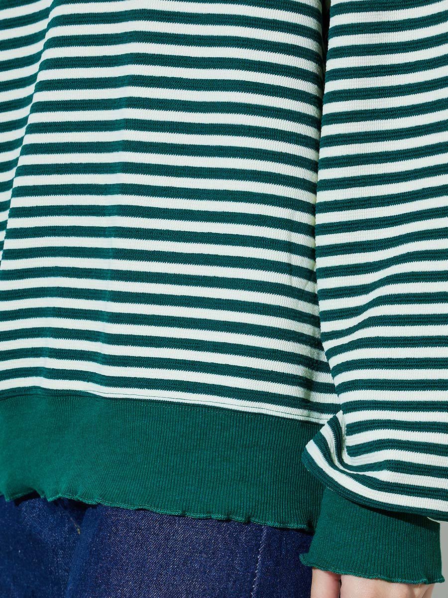Multi-Color Striped Texture Fabric Oversized Sweatshirt