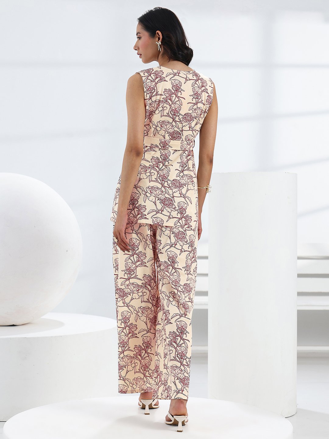 Off White Printed Cotton Co-Ords Set