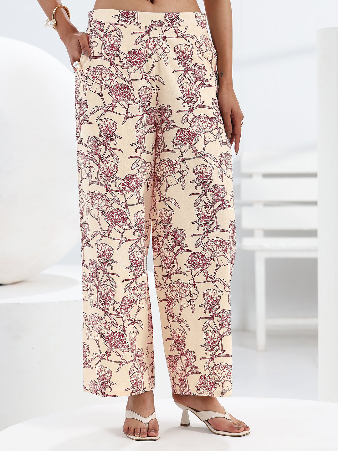 Off White Printed Cotton Co-Ords Set