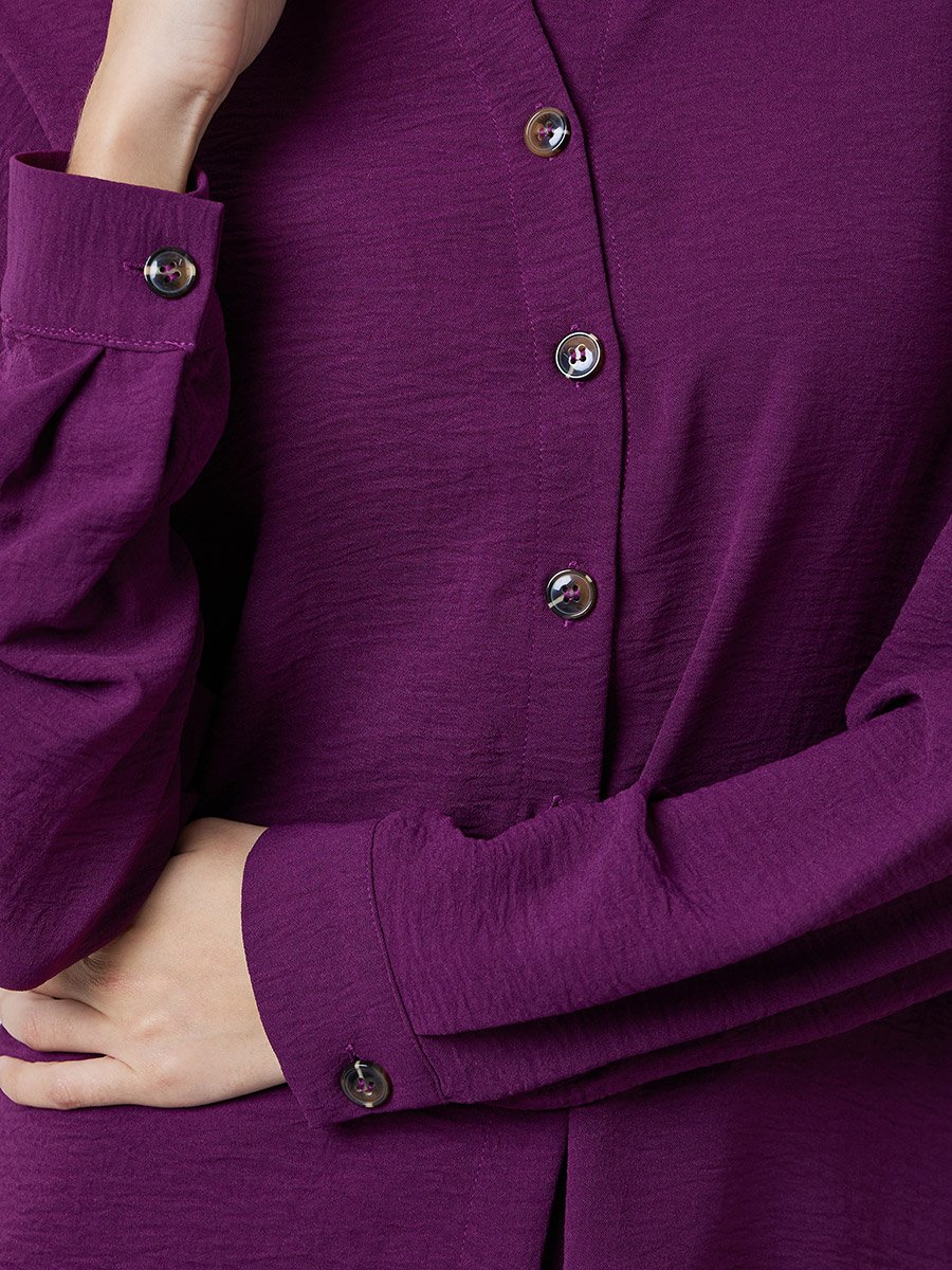 Purple Solid Shirt and Maxi Skirt Set