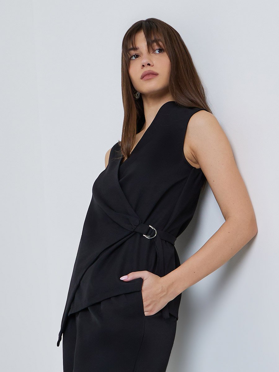 Black Tailored Waistcoat and Trousers Set