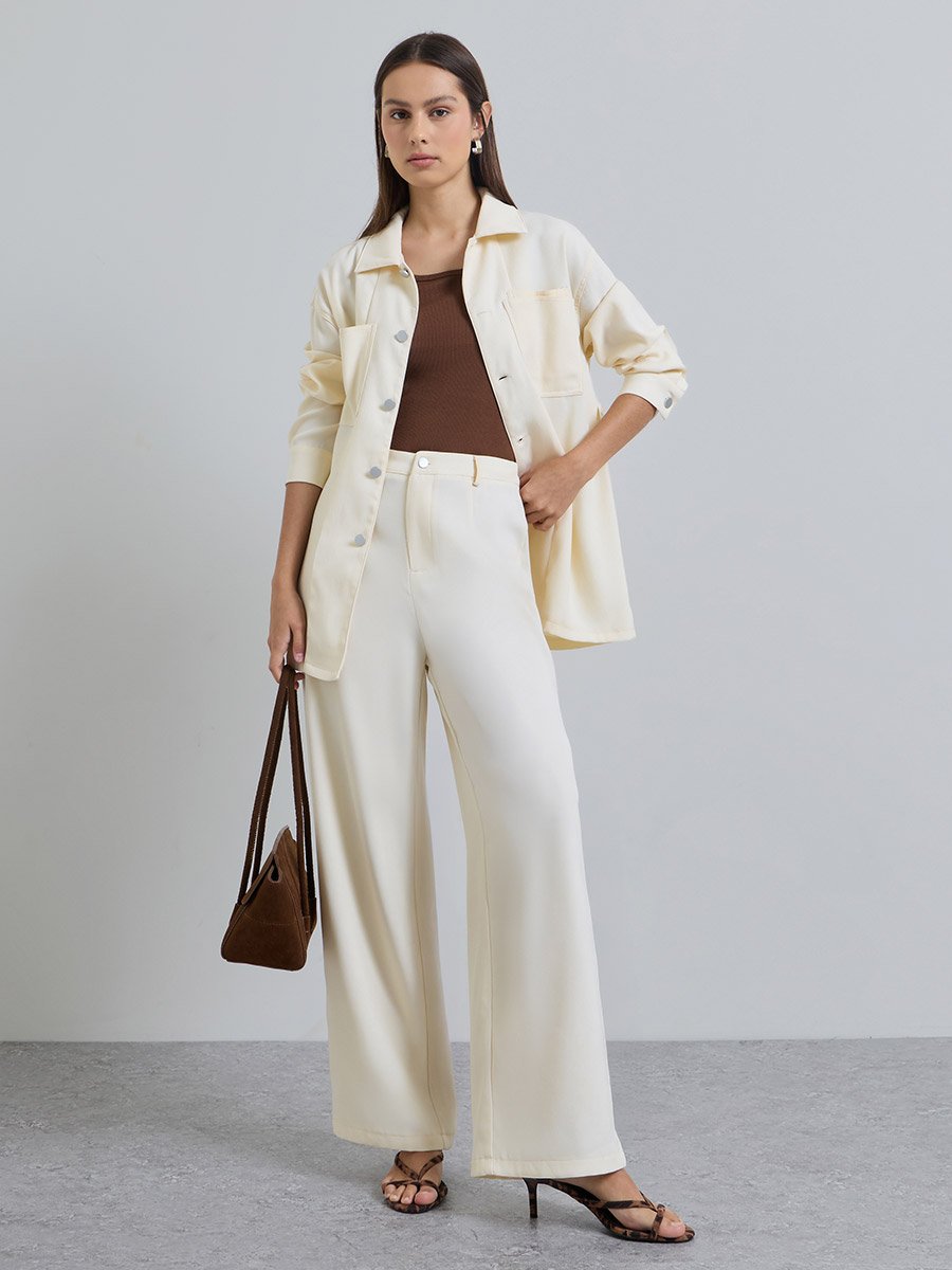 Oversized Longline Shacket and Trousers Set