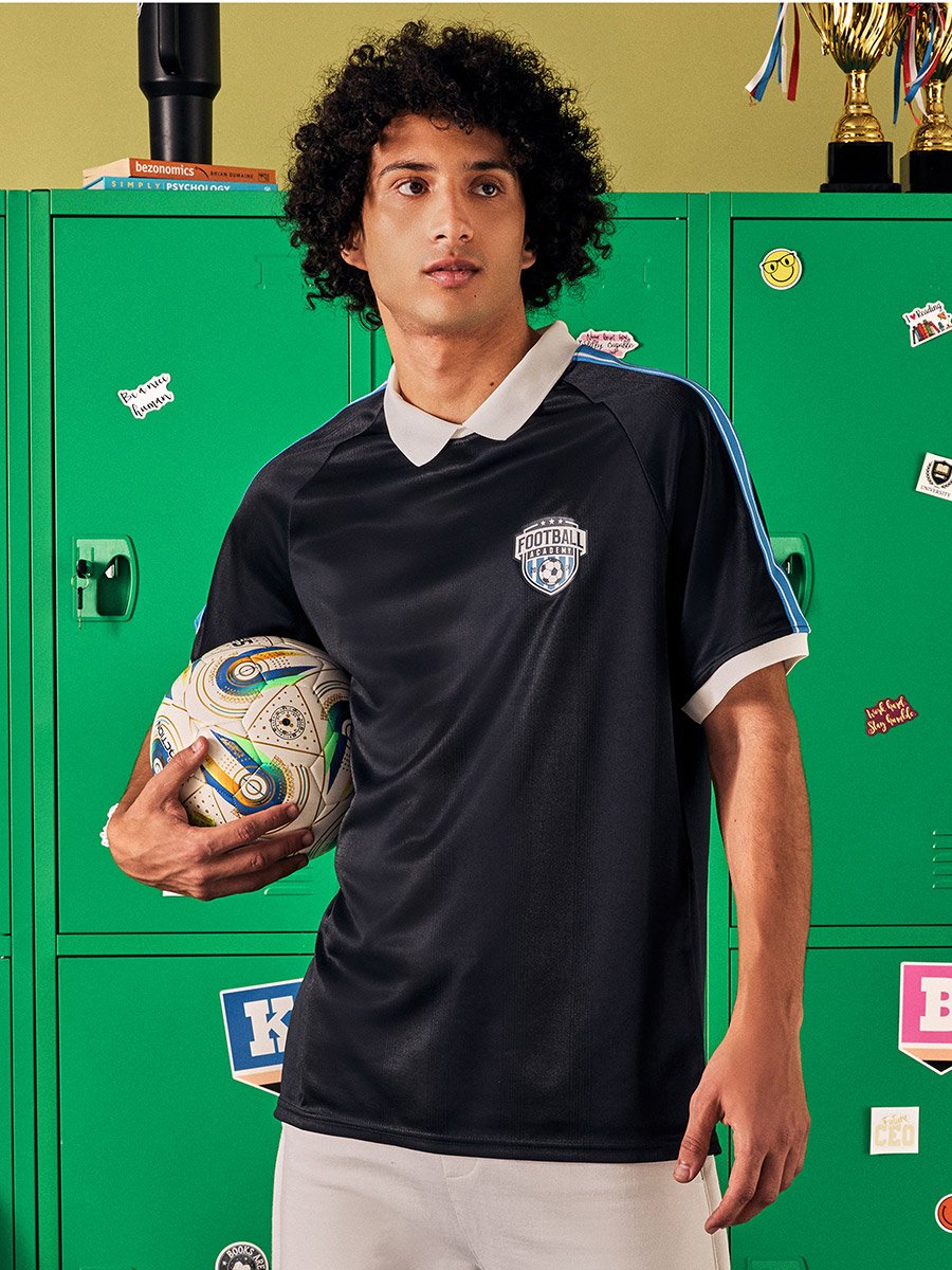 Football Applique Polo T-Shirt