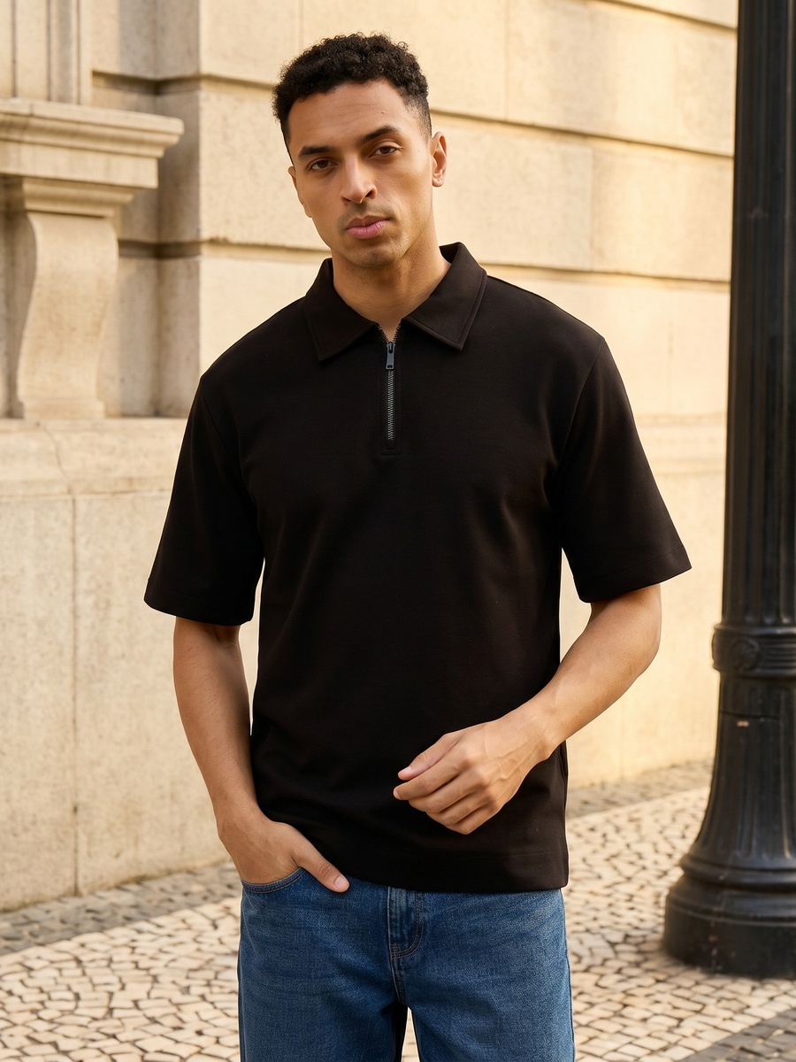Textured Interlock Polo T-Shirt