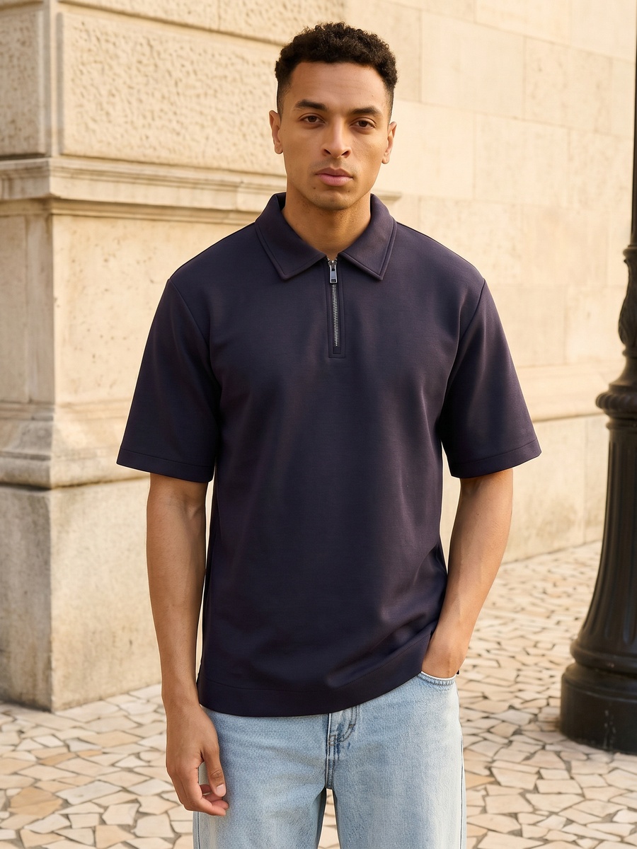 Textured Interlock Polo T-Shirt