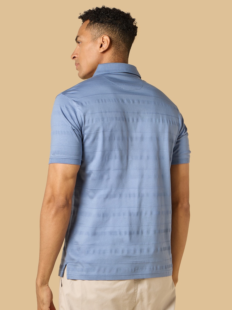Textured Mercerised Jacquard Collar Polo T-Shirt