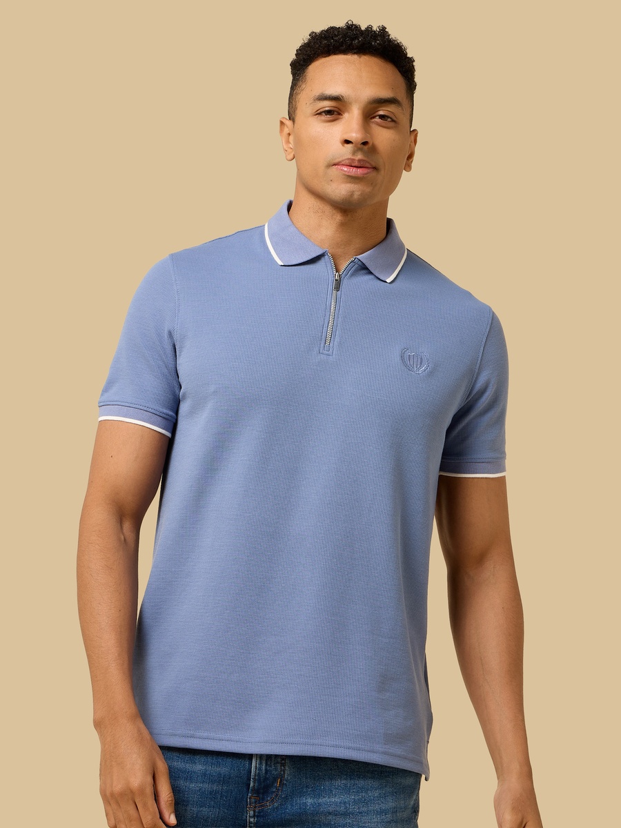 Textured Half-Zip Polo T-Shirt