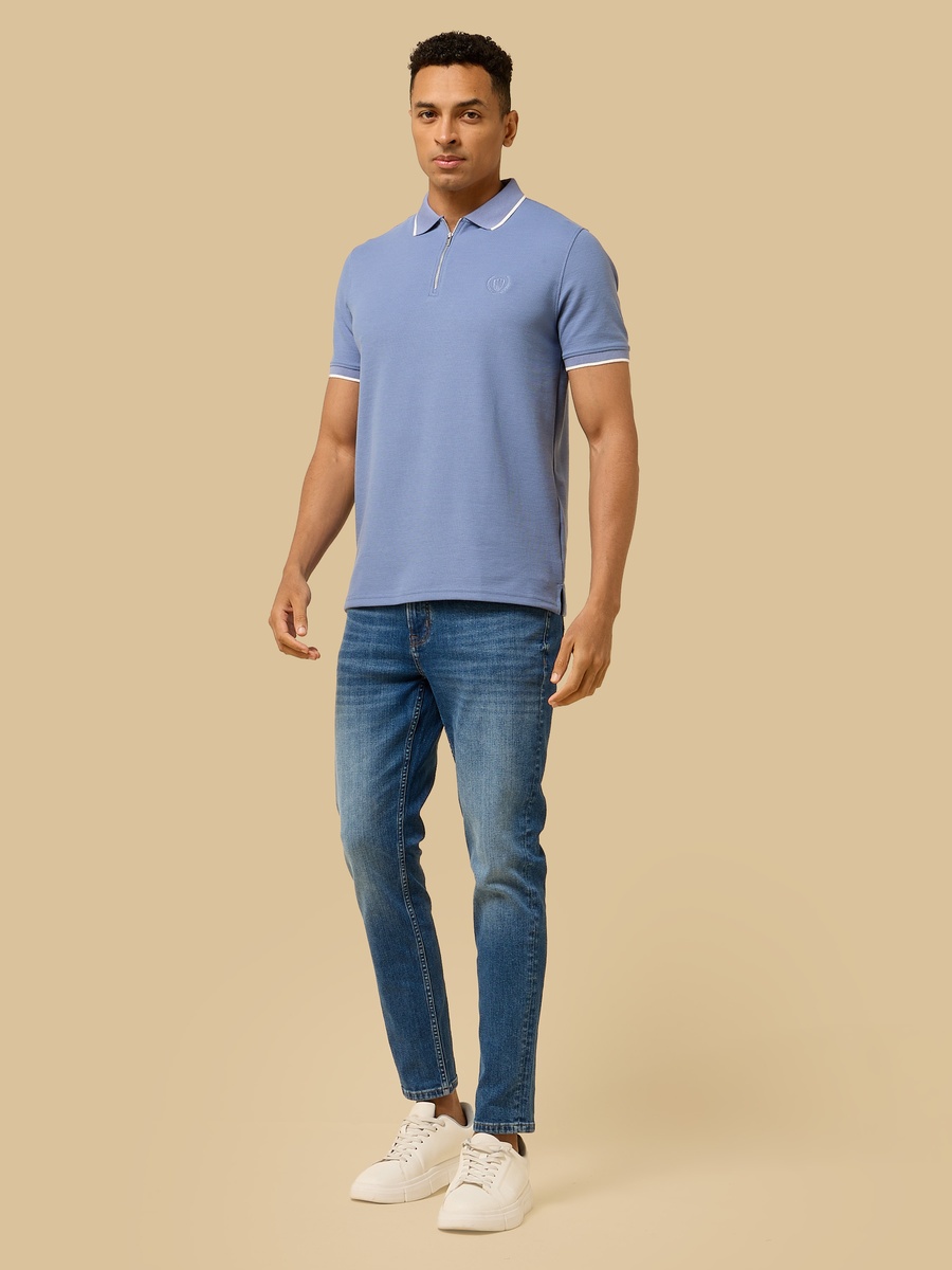 Textured Half-Zip Polo T-Shirt