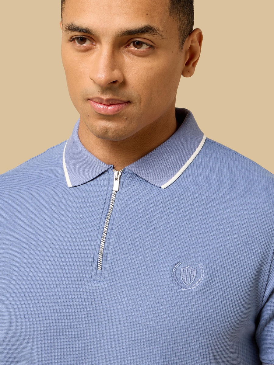 Textured Half-Zip Polo T-Shirt