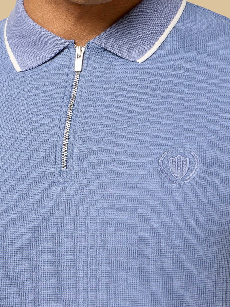 Textured Half-Zip Polo T-Shirt