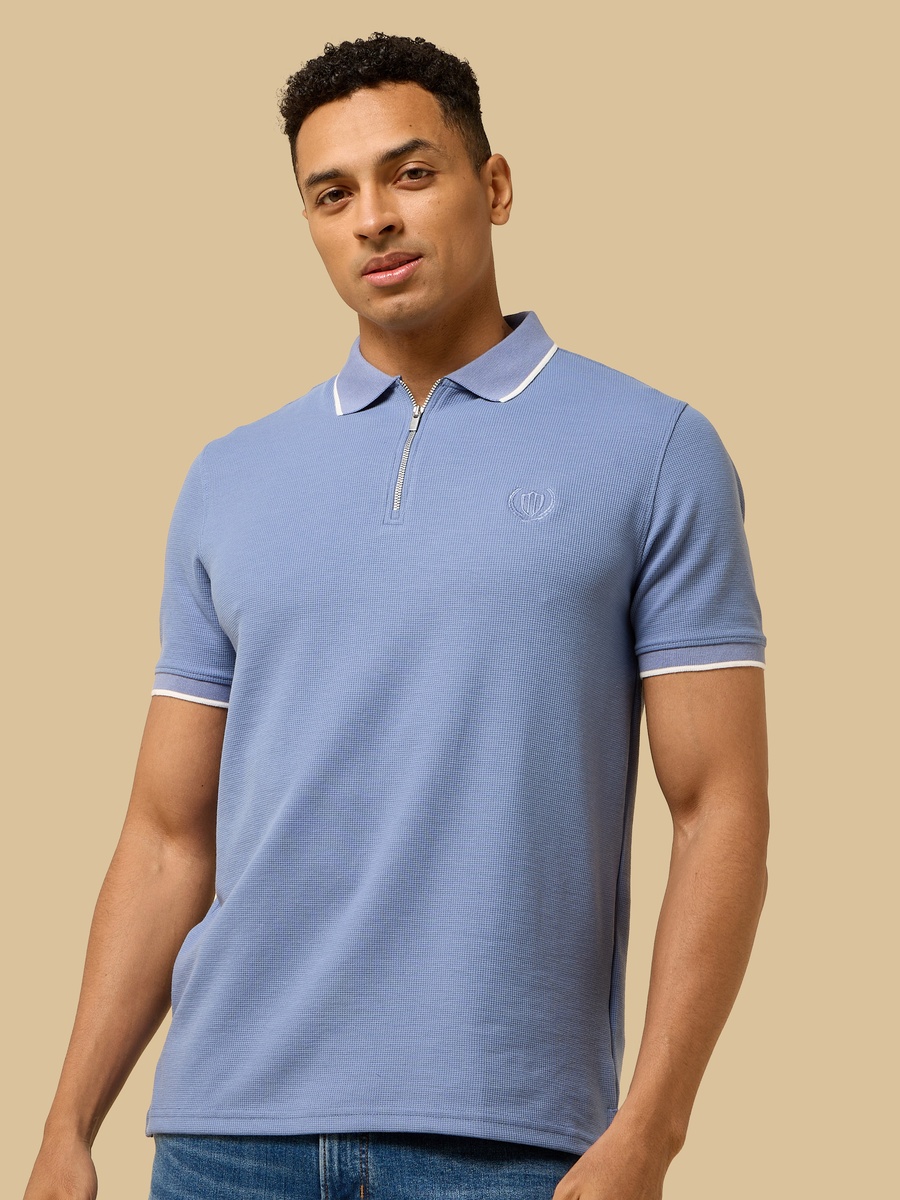 Textured Half-Zip Polo T-Shirt
