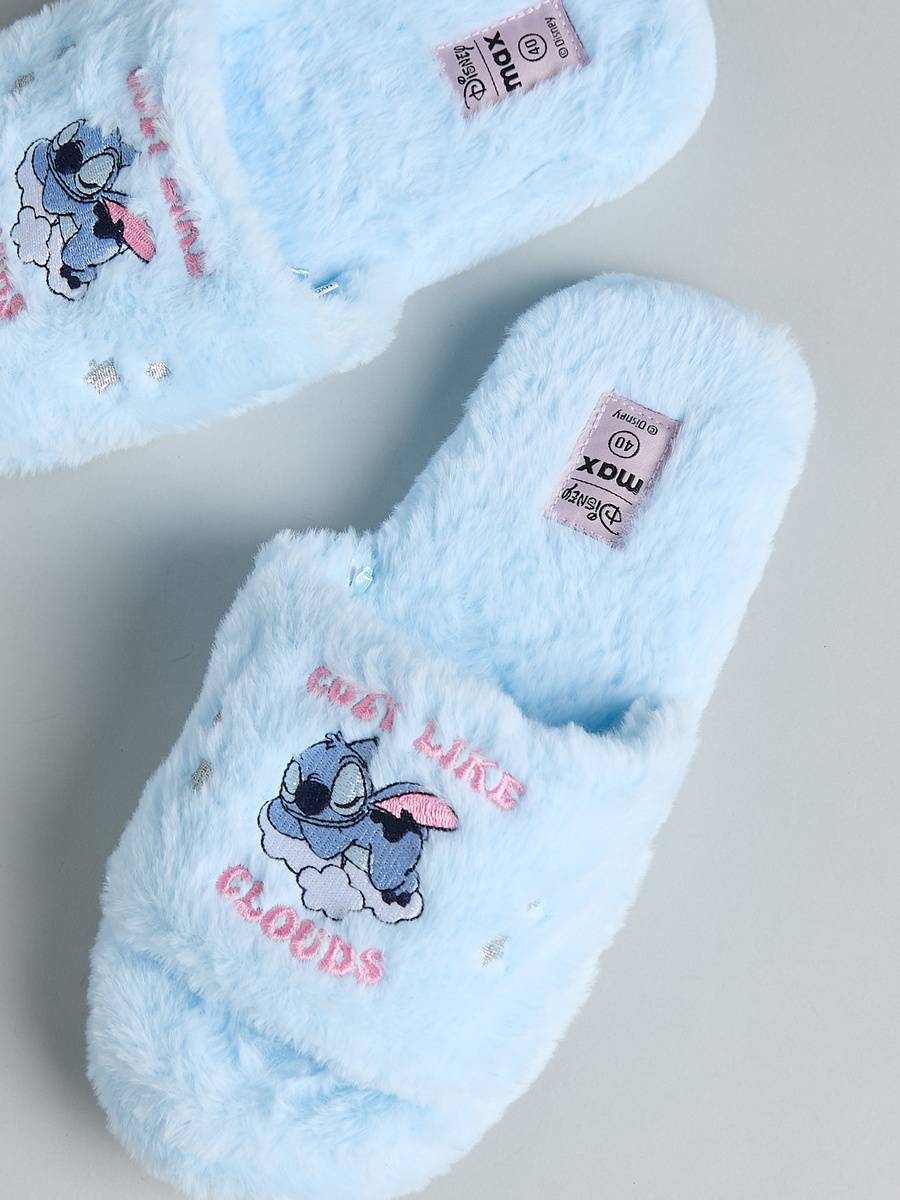 Stitch Embroidered Open Toe Bedroom Slides