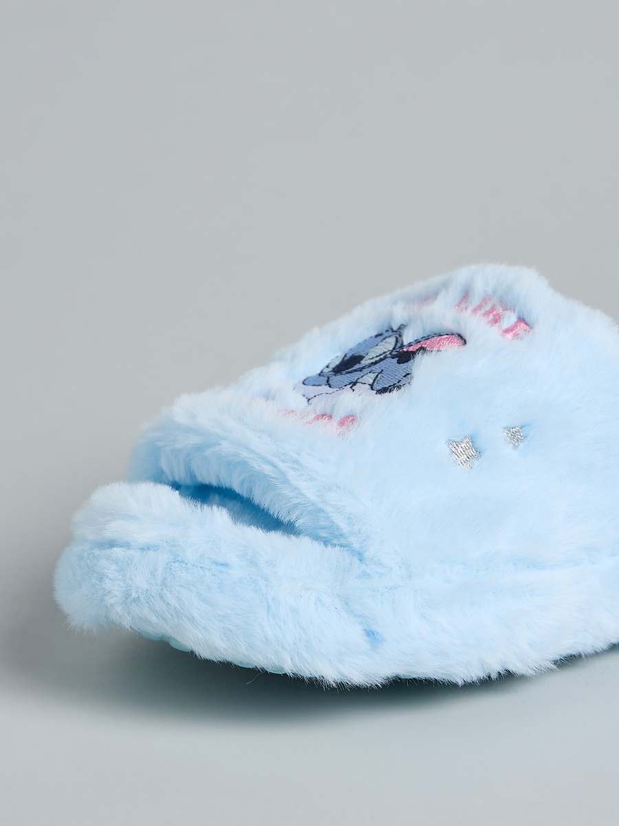Stitch Embroidered Open Toe Bedroom Slides