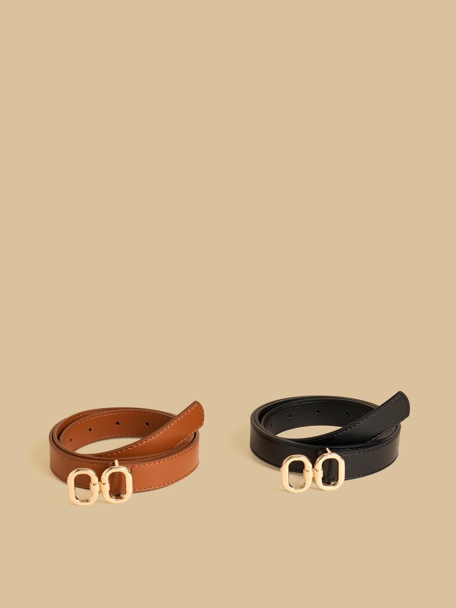 Pack of 2 - Plain Belt with Buckle Closure