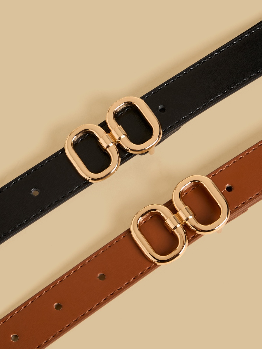 Pack of 2 - Plain Belt with Buckle Closure