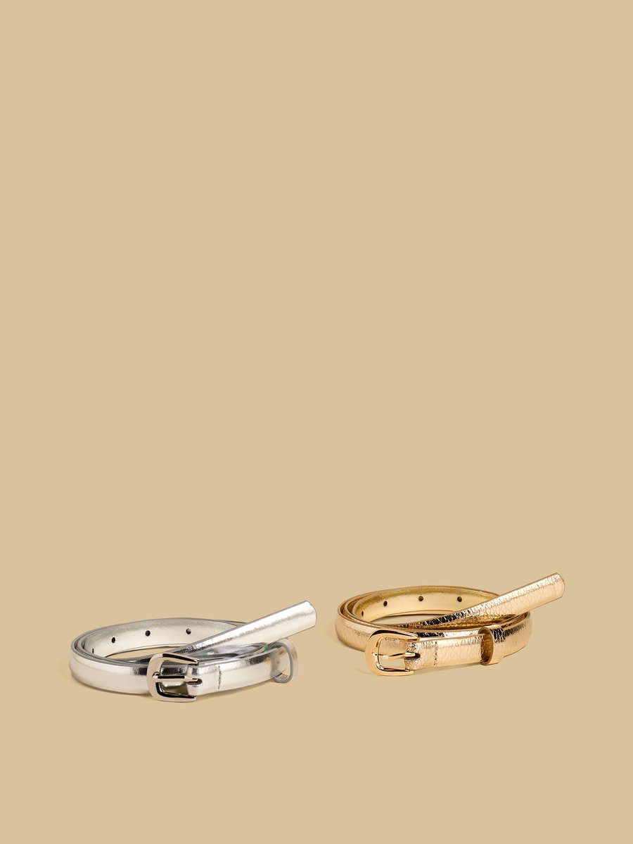 Pack of 2 - Metallic Belt with Pin Buckle Closure