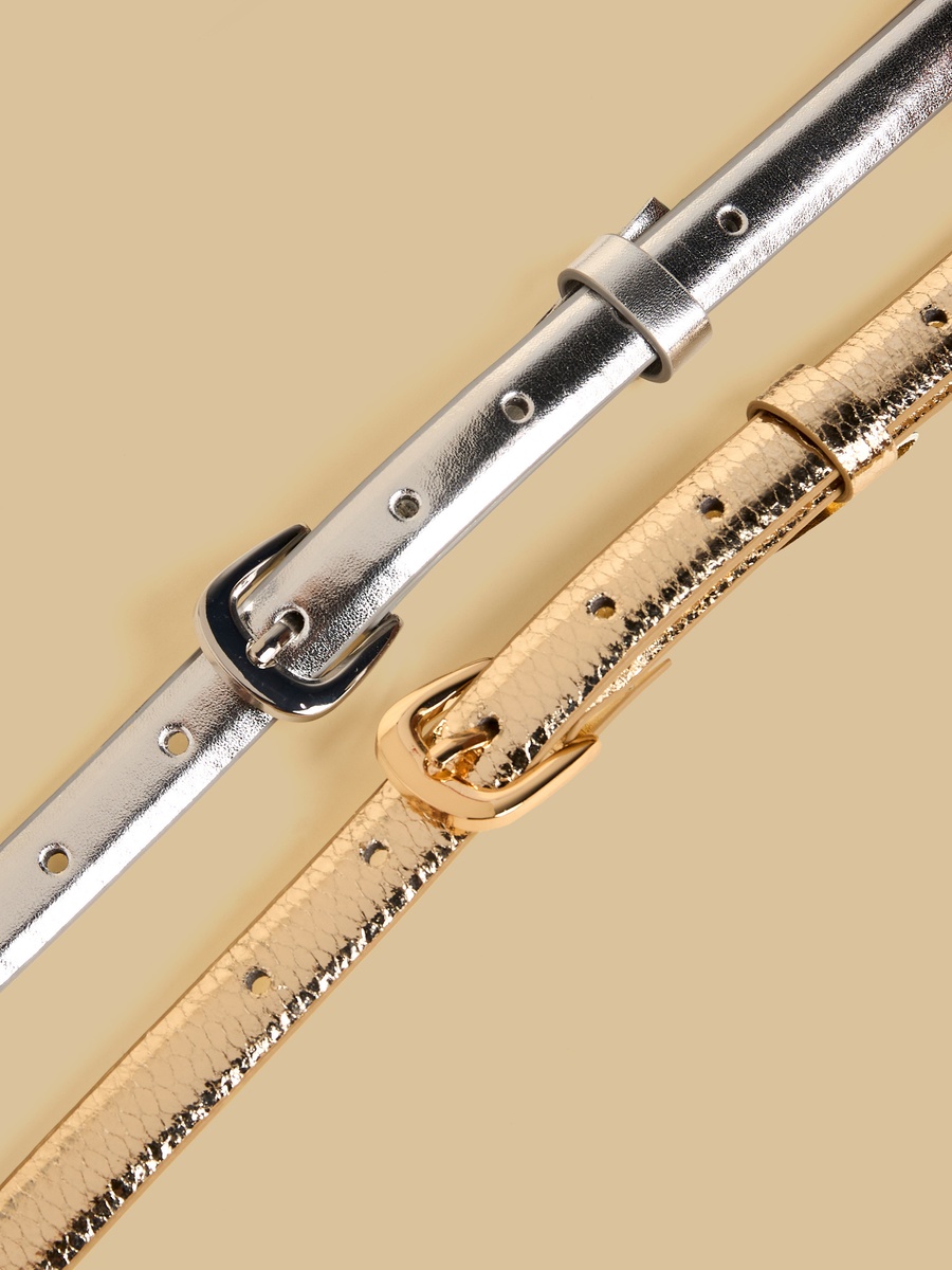 Pack of 2 - Metallic Belt with Pin Buckle Closure