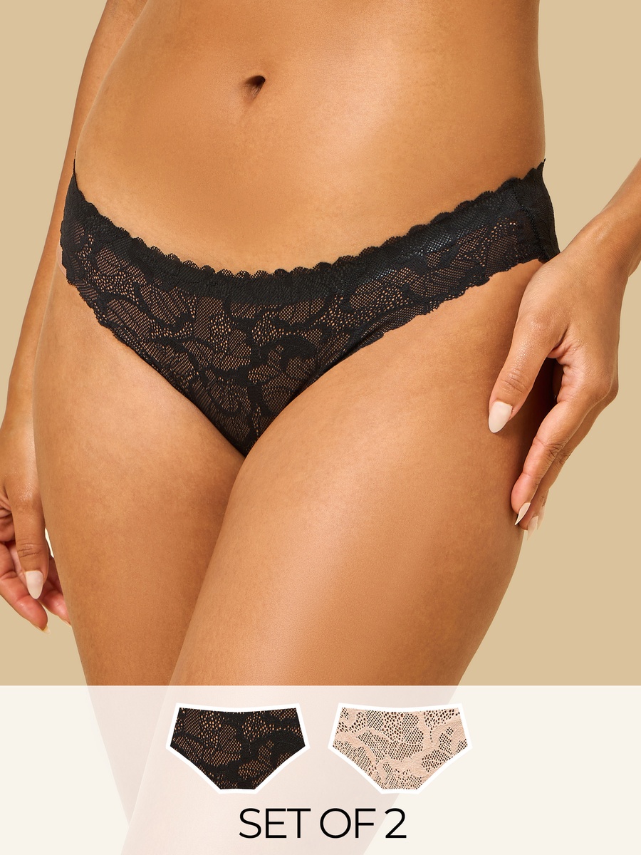 Pack of 2 - Floral Lace Bikini Briefs