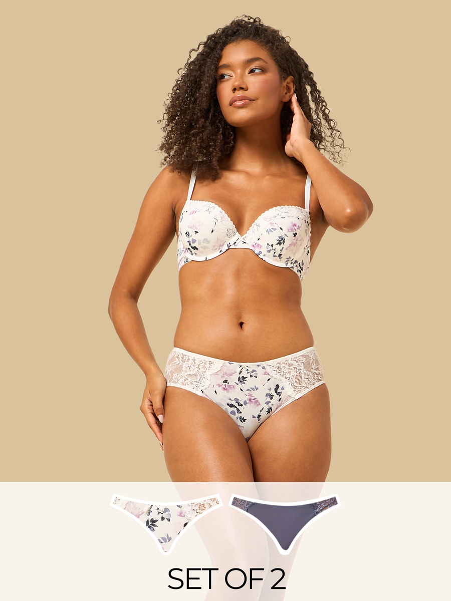 Pack of 2 - Lace Panel Bikini Briefs