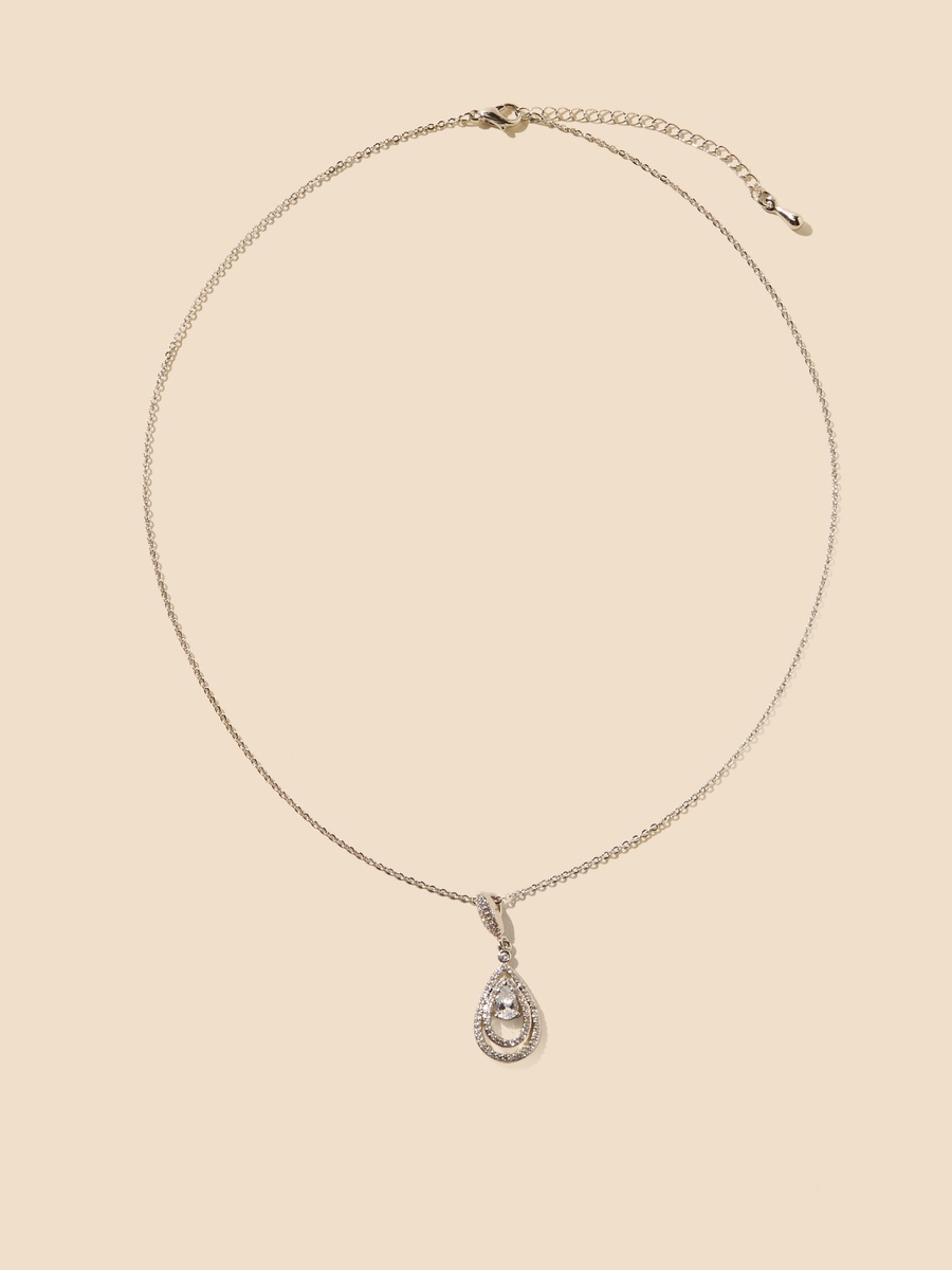 Embellished Teardrop Pendant Necklace and Earrings Set