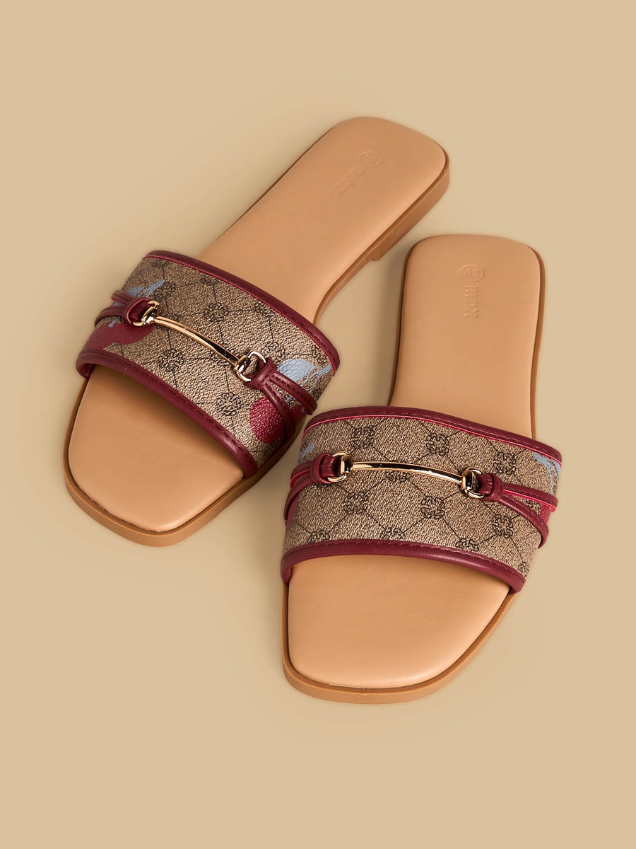 Metallic Accent Flat Sandals