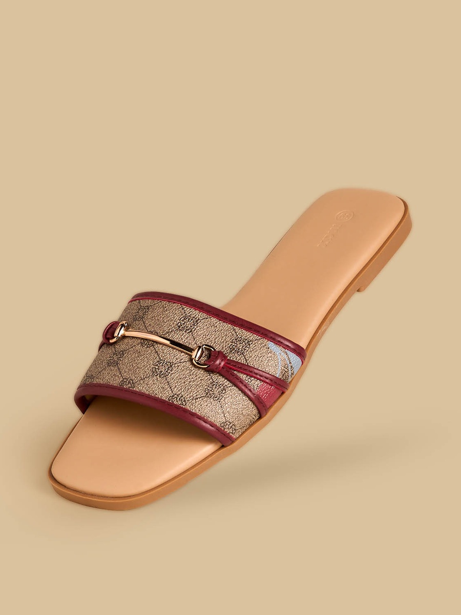 Metallic Accent Flat Sandals