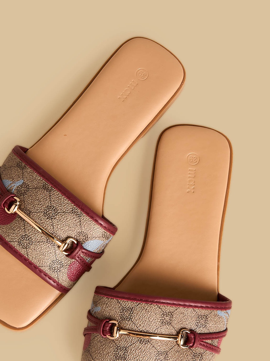 Metallic Accent Flat Sandals