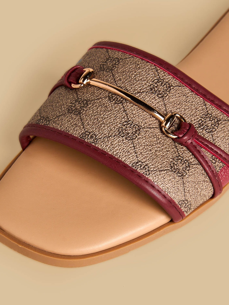 Metallic Accent Flat Sandals