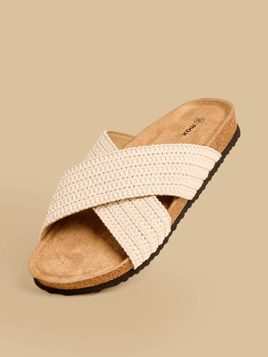 Textured Cross Strap Sandals