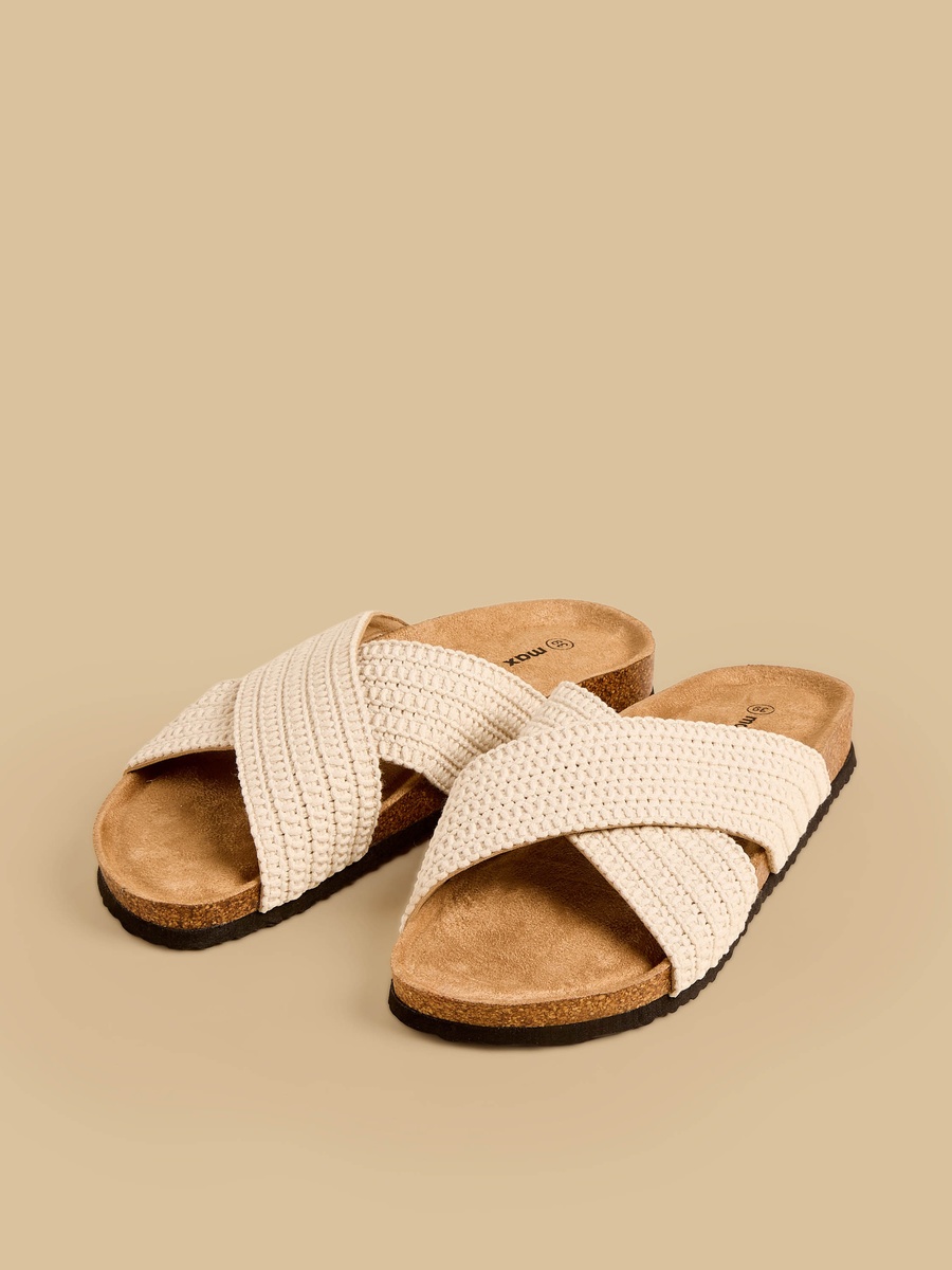 Textured Cross Strap Sandals