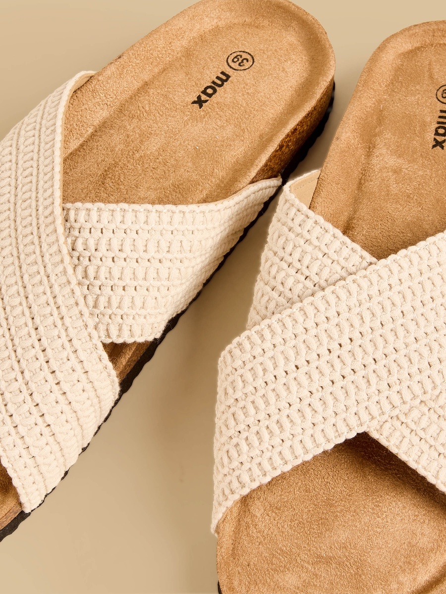 Textured Cross Strap Sandals