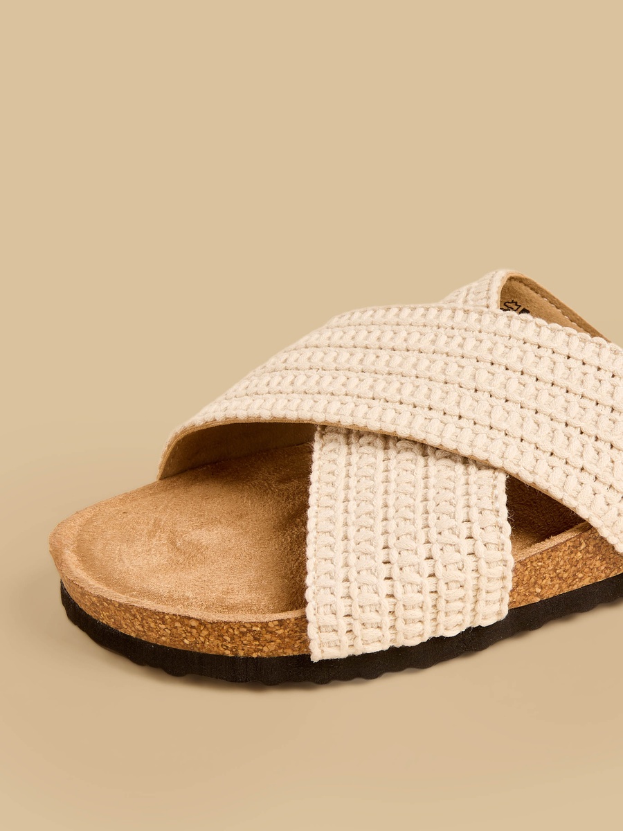 Textured Cross Strap Sandals