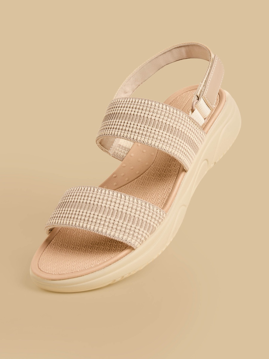Textured Sandals with Hook and Loop Closure