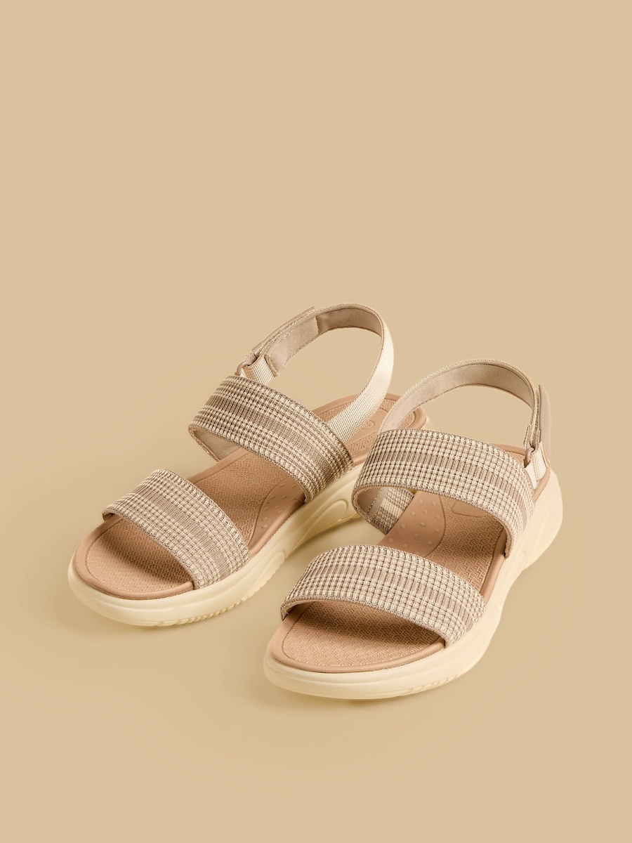 Textured Sandals with Hook and Loop Closure