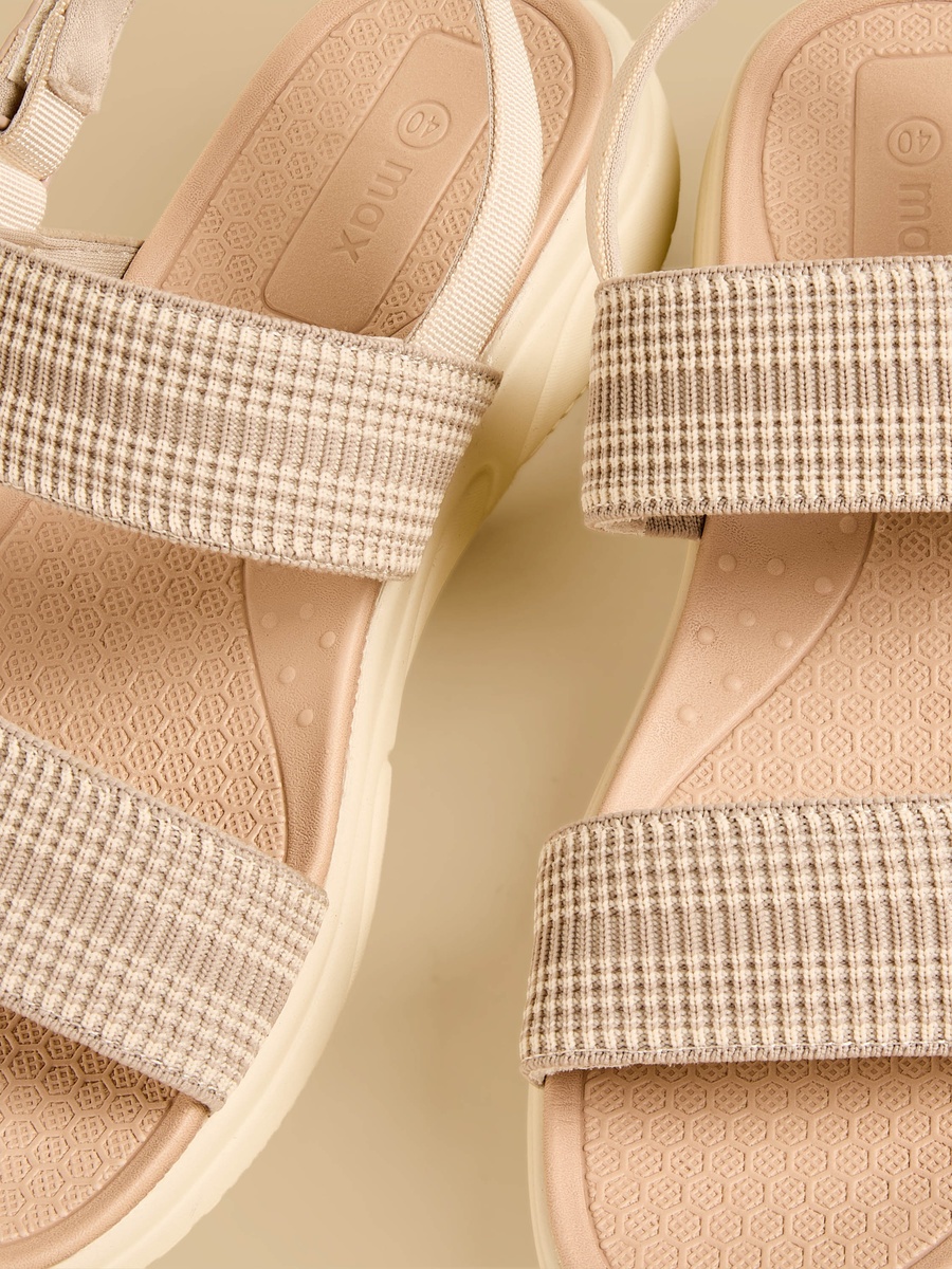 Textured Sandals with Hook and Loop Closure