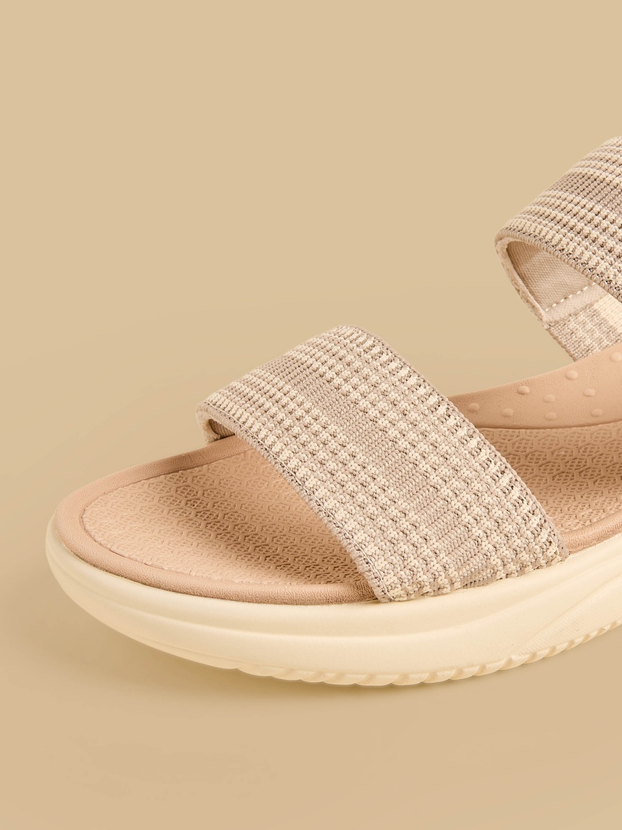 Textured Sandals with Hook and Loop Closure